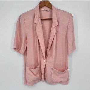 Vintage Russ Petites Blazer Skirt Set Womens Pink Lace Trim Cottagecore Chic